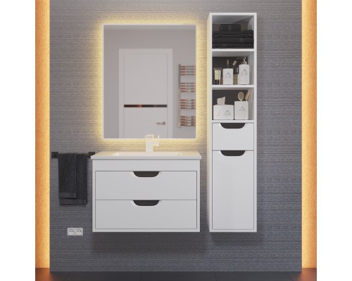 Тумба с раковиной подвесная Uperwood Modul 62х45х57 см, белая/графит