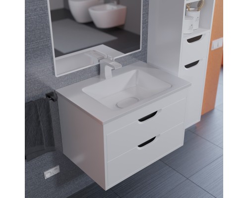 Тумба с раковиной подвесная Uperwood Modul 62х45х57 см, белая/графит