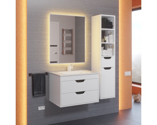 Тумба с раковиной подвесная Uperwood Modul 62х45х57 см, белая/графит