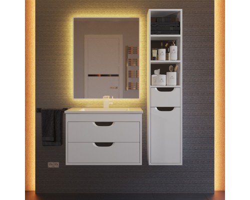 Тумба с раковиной подвесная Uperwood Modul 62х45х57 см, белая/графит