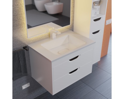 Тумба с раковиной подвесная Uperwood Modul 62х45х57 см, белая/графит