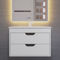 Тумба с раковиной подвесная Uperwood Modul 62х45х57 см, белая/графит