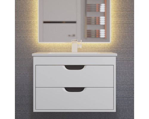 Тумба с раковиной подвесная Uperwood Modul 62х45х57 см, белая/графит