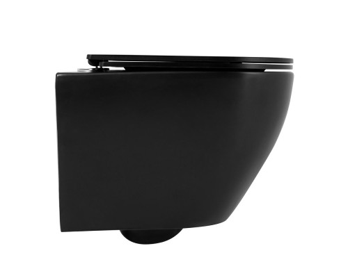Безободковый подвесной унитаз Charus Black Estella EWC700-121B с сиденьем микролифт