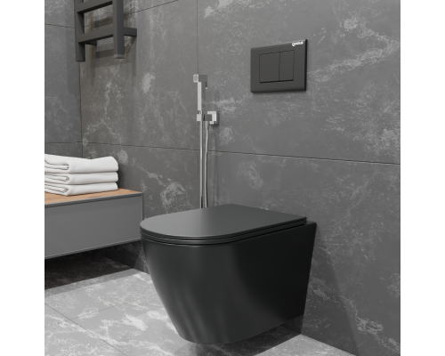 Безободковый подвесной унитаз Charus Black Estella EWC700-121B с сиденьем микролифт