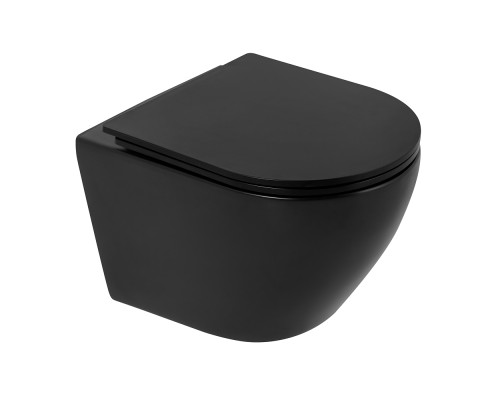 Безободковый подвесной унитаз Charus Black Estella EWC700-121B с сиденьем микролифт