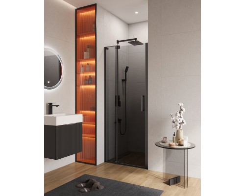 Душевая дверь Cezares Slider 90 SLIDER-B-1-80/90-GRIGIO-NERO профиль Черный матовый стекло серое