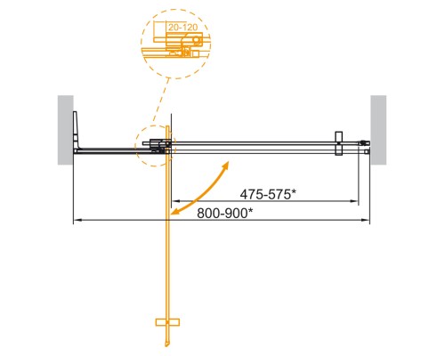 Душевая дверь Cezares Slider 90 SLIDER-B-1-80/90-GRIGIO-NERO профиль Черный матовый стекло серое