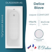 Ванна чугунная Delice Biove 170х75 с антискользящим покрытием