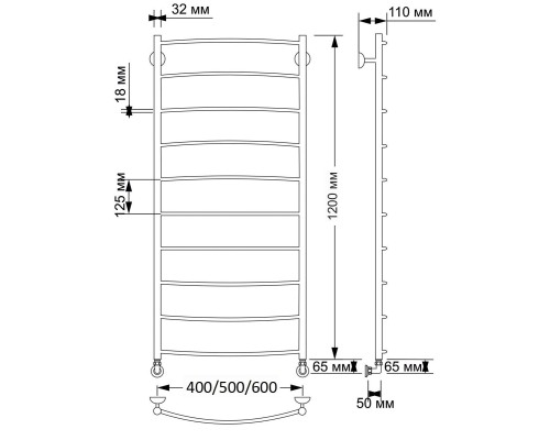 Полотенцесушитель латунный Secado Милан 1 50х120, водяной, бронза