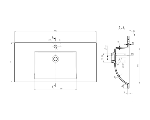 Раковина Vincea VCB-13100G из кварца серый