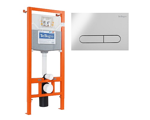 Инсталляция BelBagno BB001-120/BB005-PR-CHROME с клавишей смыва Хром глянцевый Инсталляция BelBagno BB001-120/BB005-PR-CHROME с клавишей смыва Хром глянцевый