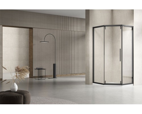 Душевой уголок Vincea Show VSP1-4SH100CLB 1000x1000 черный стекло прозрачное