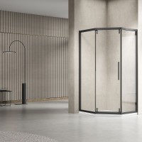 Душевой уголок Vincea Show VSP1-4SH100CLB 1000x1000 черный стекло прозрачное