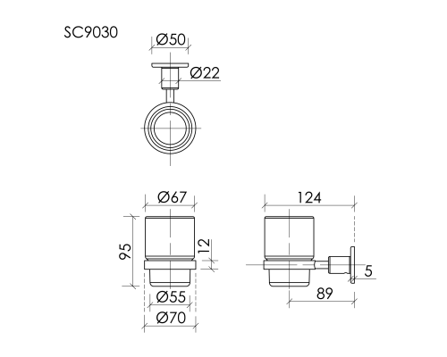 Держатель для зубных щеток SANCOS Base, хром, SC9030CH
