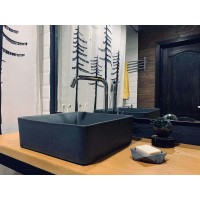 Раковина накладная бетонная Uperwood Square 39х39х12 см, квадратная, черная