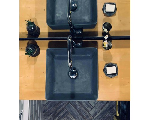 Раковина накладная бетонная Uperwood Square 39х39х12 см, квадратная, черная