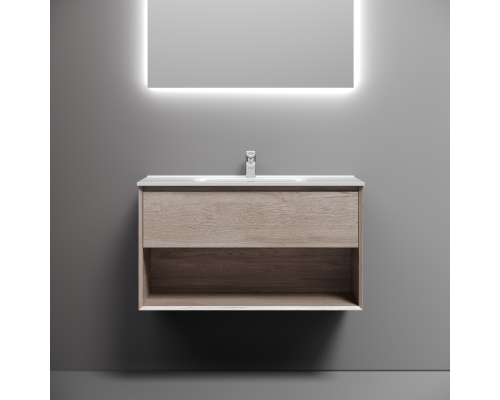 Тумба под раковину подвесная Sancos Marmi 1.0 89х44, с доводчиками, дуб галифакс, MR1.090EG