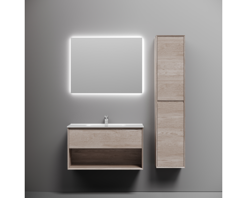 Тумба под раковину подвесная Sancos Marmi 1.0 89х44, с доводчиками, дуб галифакс, MR1.090EG