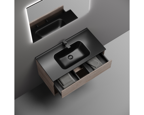 Тумба под раковину подвесная Sancos Marmi 1.0 89х44, с доводчиками, дуб галифакс, MR1.090EG