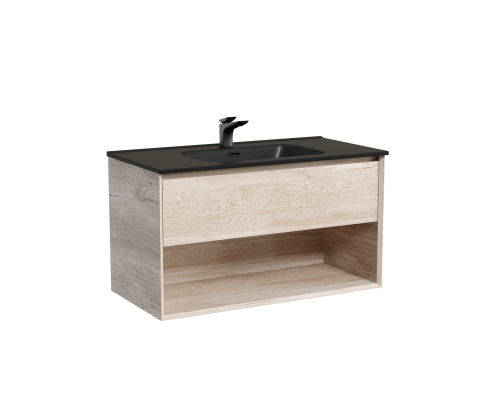 Тумба под раковину подвесная Sancos Marmi 1.0 89х44, с доводчиками, дуб галифакс, MR1.090EG