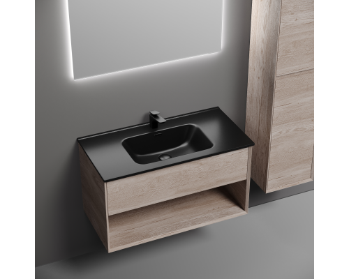 Тумба под раковину подвесная Sancos Marmi 1.0 89х44, с доводчиками, дуб галифакс, MR1.090EG