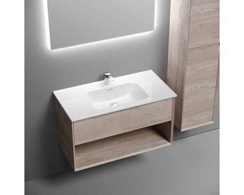 Тумба под раковину подвесная Sancos Marmi 1.0 89х44, с доводчиками, дуб галифакс, MR1.090EG