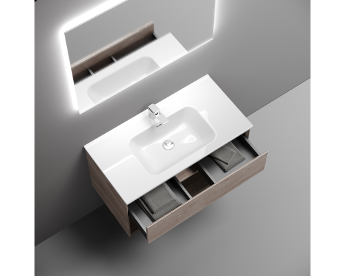 Тумба под раковину подвесная Sancos Marmi 1.0 89х44, с доводчиками, дуб галифакс, MR1.090EG