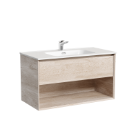 Тумба под раковину подвесная Sancos Marmi 1.0 89х44, с доводчиками, дуб галифакс, MR1.090EG