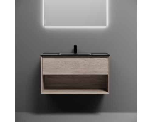 Тумба под раковину подвесная Sancos Marmi 1.0 89х44, с доводчиками, дуб галифакс, MR1.090EG