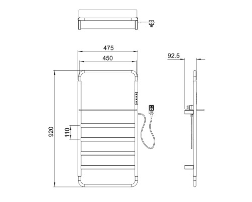 Полотенцесушитель электрический Wonzon&Woghand D?SSELDORF, Браш никель WW-A203-BR