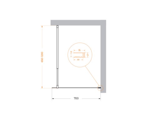 Душевая перегородка BelBagno Kraft 70 KRAFT-L-1-70-C-Cr профиль Хром стекло прозрачное