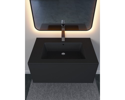 Раковина для ванной 76,5 см, Uperwood Parma Quartz, черная матовая, "уголь"