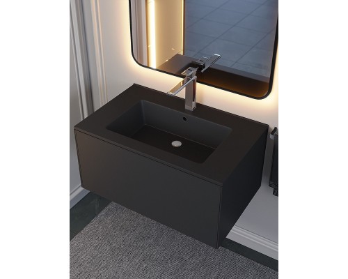 Раковина для ванной 76,5 см, Uperwood Parma Quartz, черная матовая, "уголь"