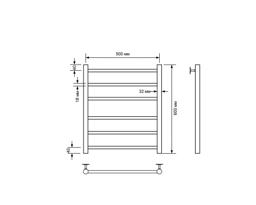 Полотенцесушитель водяной Comfysan Luce W-6 60/50, черный