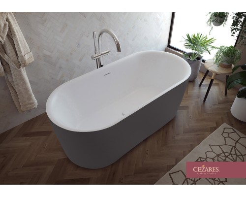 Акриловая ванна Cezares Metauro 180x80 METAURO-INT-Central-180-80-60-G-W-MATT Серая матовая Белая матовая без гидромассажа