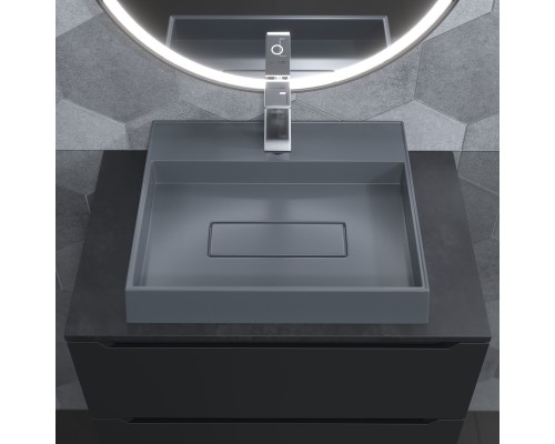 Раковина для ванной накладная 50 см, Uperwood Tanos Quartz, прямоугольная, серая, "бетон"