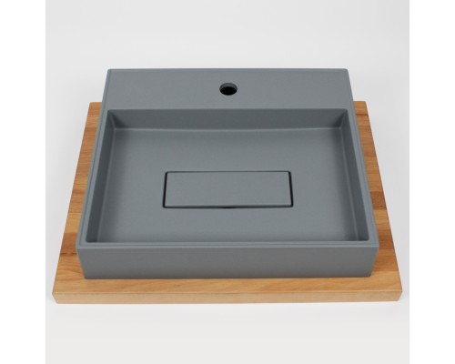 Раковина для ванной накладная 50 см, Uperwood Tanos Quartz, прямоугольная, серая, "бетон"