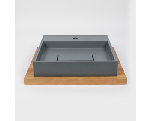 Раковина для ванной накладная 50 см, Uperwood Tanos Quartz, прямоугольная, серая, "бетон"