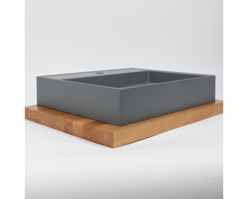 Раковина для ванной накладная 50 см, Uperwood Tanos Quartz, прямоугольная, серая, "бетон"