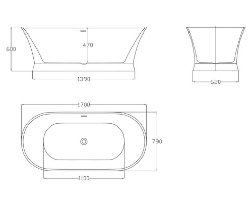 Акриловая ванна BelBagno BB402-1700-790 170х79