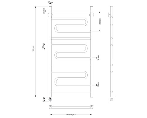 Полотенцесушитель латунный Secado Валенсия 2 40х120, электрический R, бронза