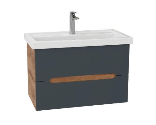 Тумба под раковину Onika Айленд 70 подвесная, графит/дуб крафт золотой