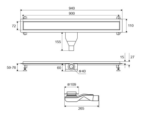 Душевой трап EXCELLENT Stilio Gold 90 решетка декоративная золото