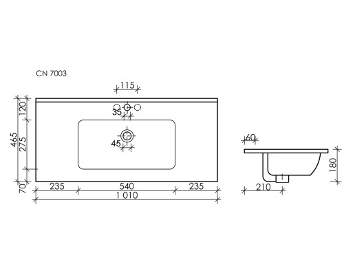 Умывальник накладной Ceramicanova Element 1010x465x180 черный матовый