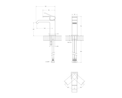 Смеситель на раковину Cezares PORTA-LS1-01-W0