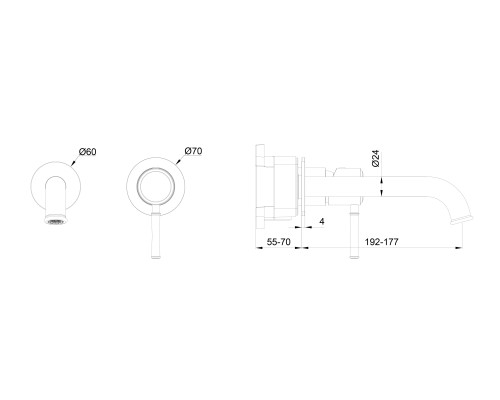 Смеситель для раковины встраиваемый Wonzon&Woghand TOR, Черный матовый WW-88869073-MB