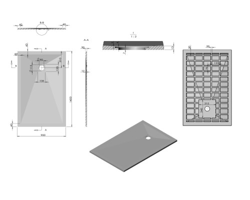 Поддон для душа из искусственного камня Vincea VST-4SR9014W 1400x 900x30 белый матовый