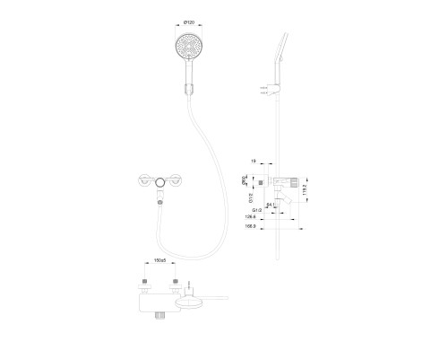 Смеситель для ванны с душем Wonzon&Woghand, Брашированное золото
