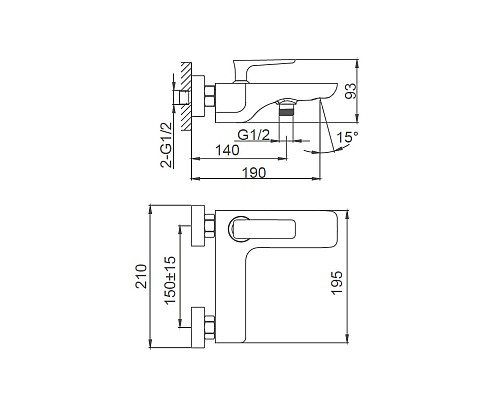 Смеситель для ванны Wonzon&Woghand SHARK, Хром WW-483101-CR